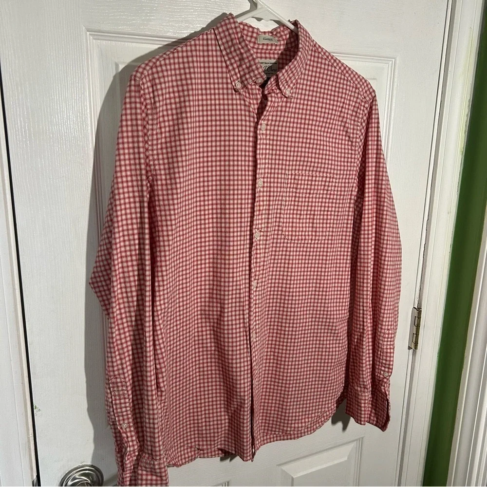 J. Crew Mens Secret Wash Shirting Res Plaid Button Up Long Sleeve Size Medium